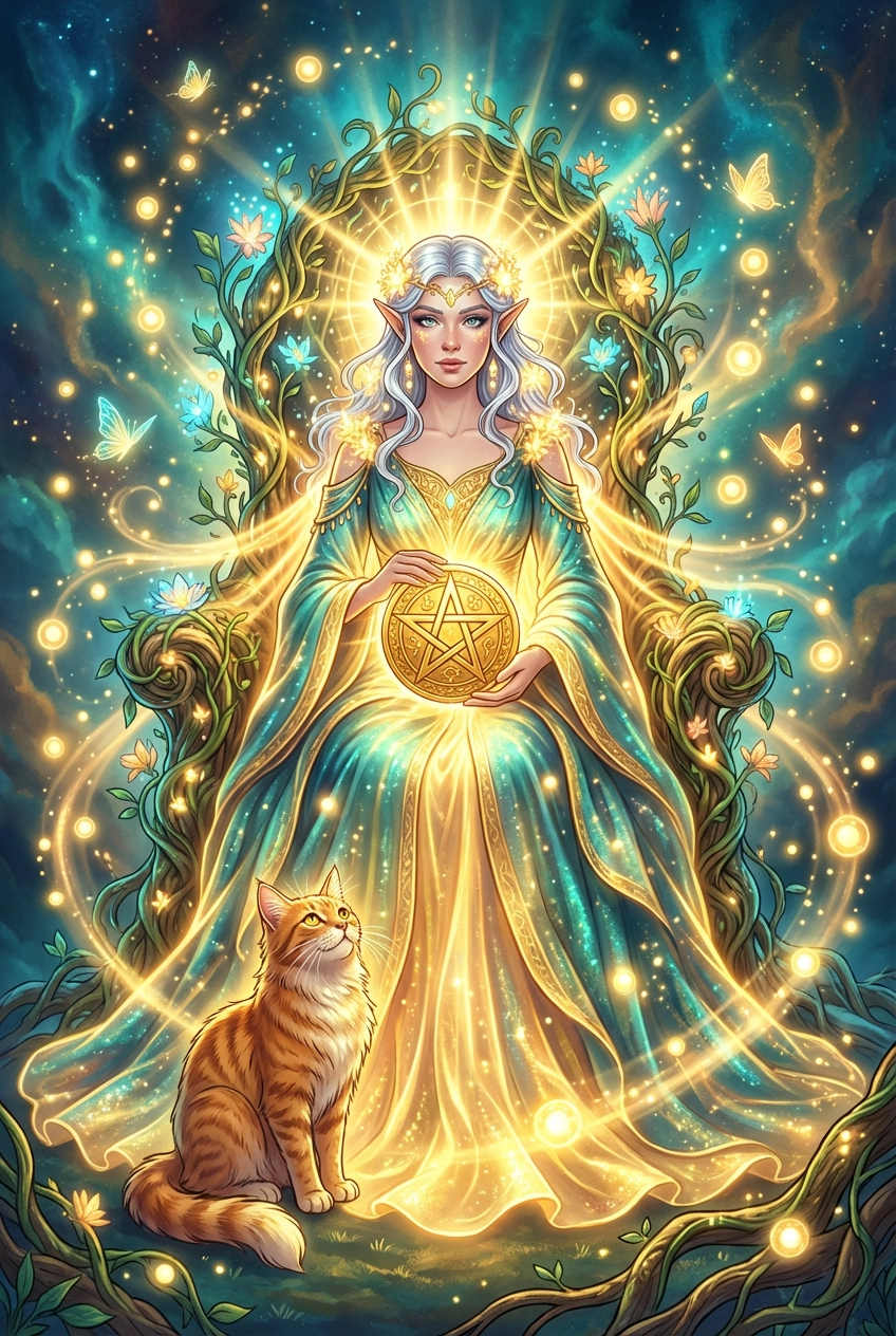 Tarotkarte Königin der Münzen
