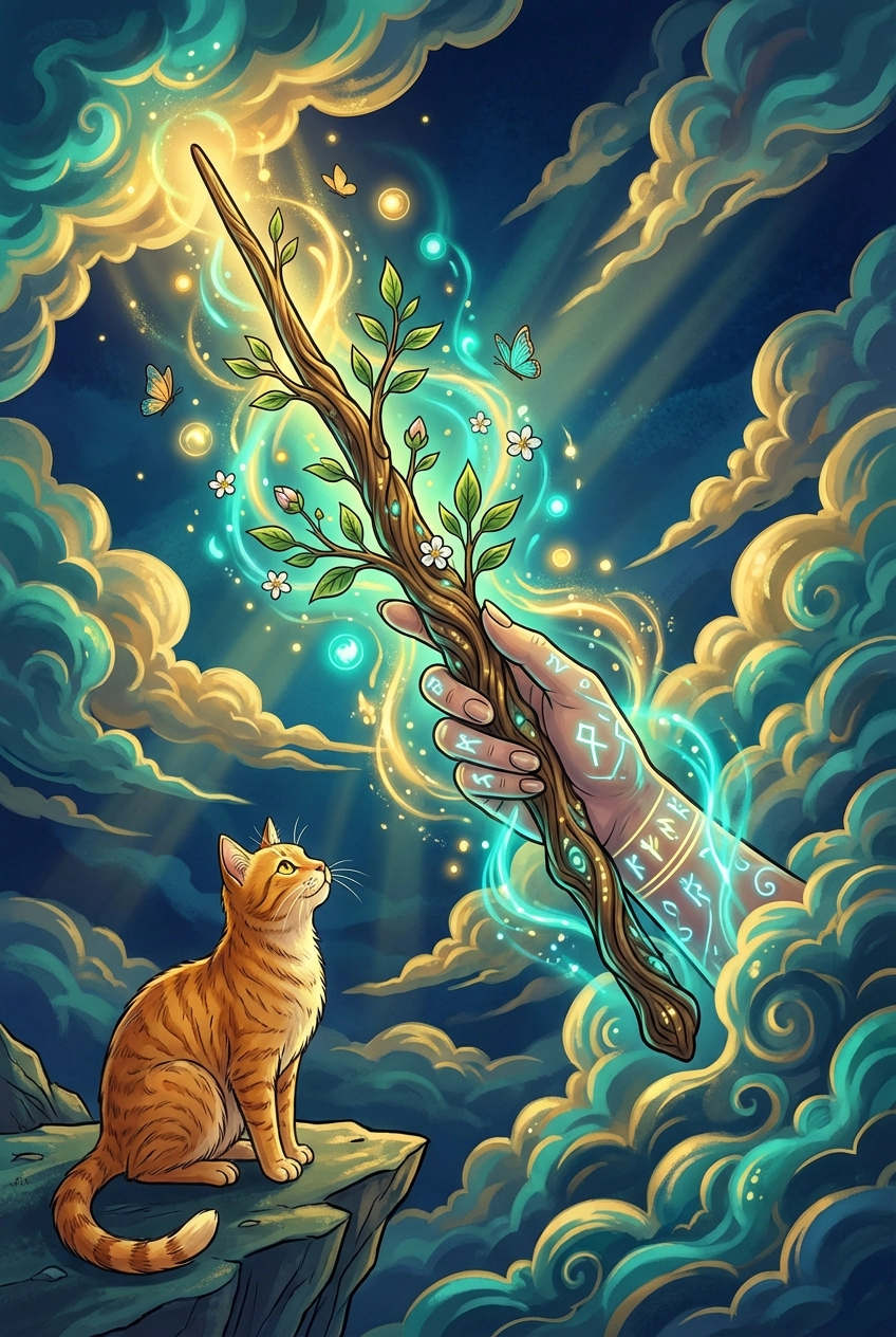 Tarotkarte Ass der Stäbe